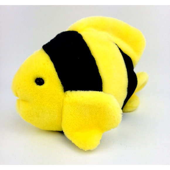 1998 VINTAGE TY Beanie Buddy Bubbles Fish 11” Yellow Plush Stuffed Animal Toy - Picture 1 of 12